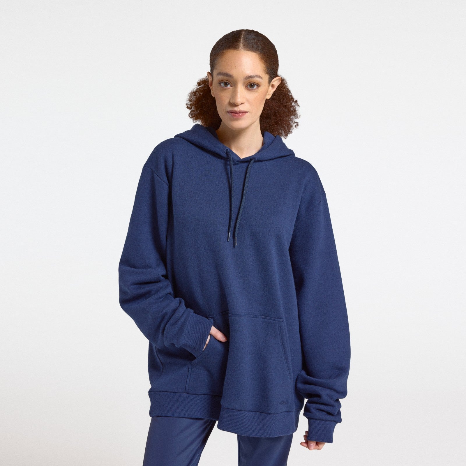 Alternative view of Unisex Merino Blend Hoodie - Deep Navy