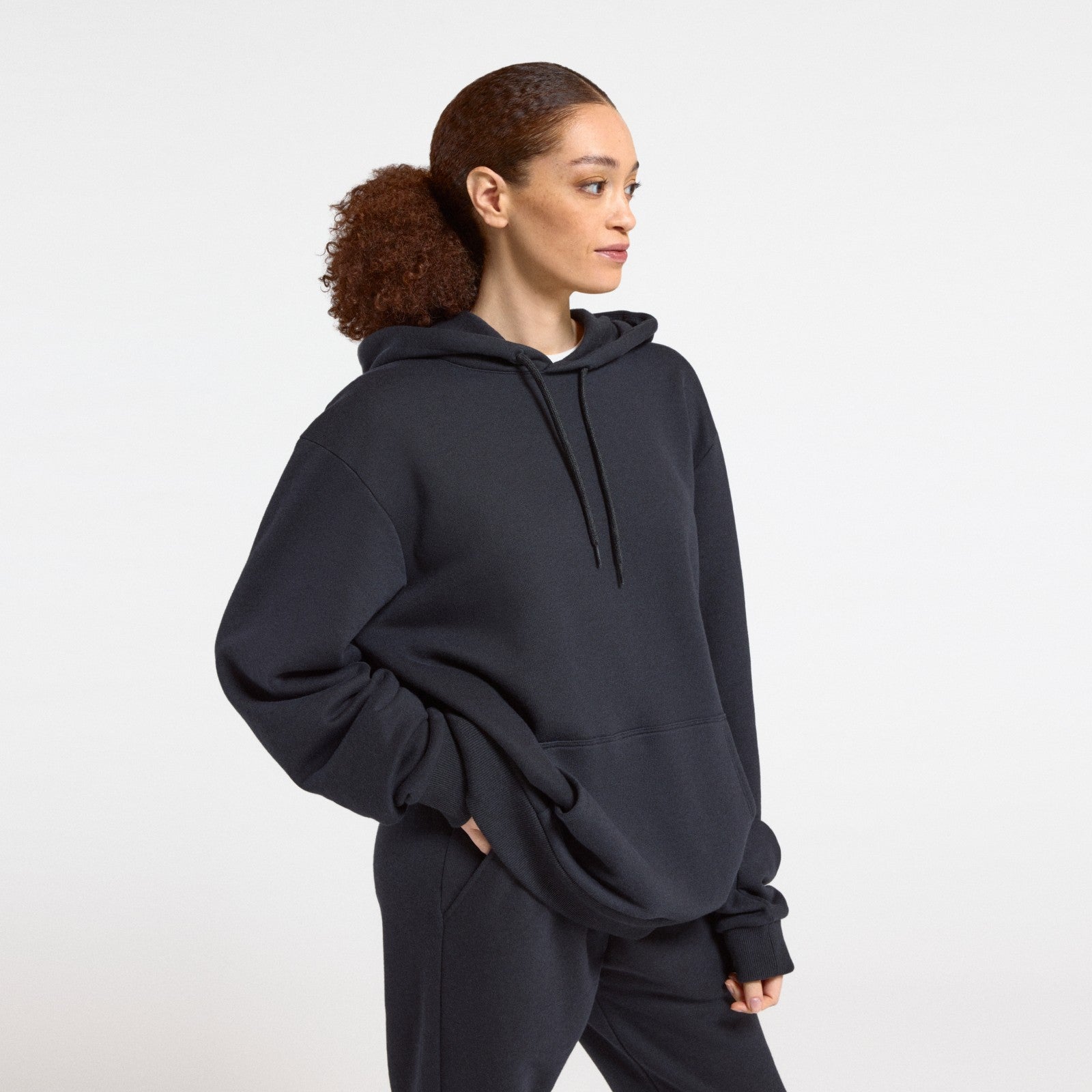 Alternative view of Unisex Merino Blend Hoodie - True Black